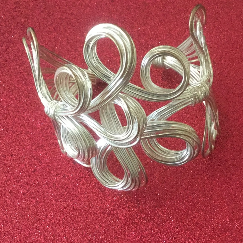 Silver Braided Bracelet Cuff - image 1